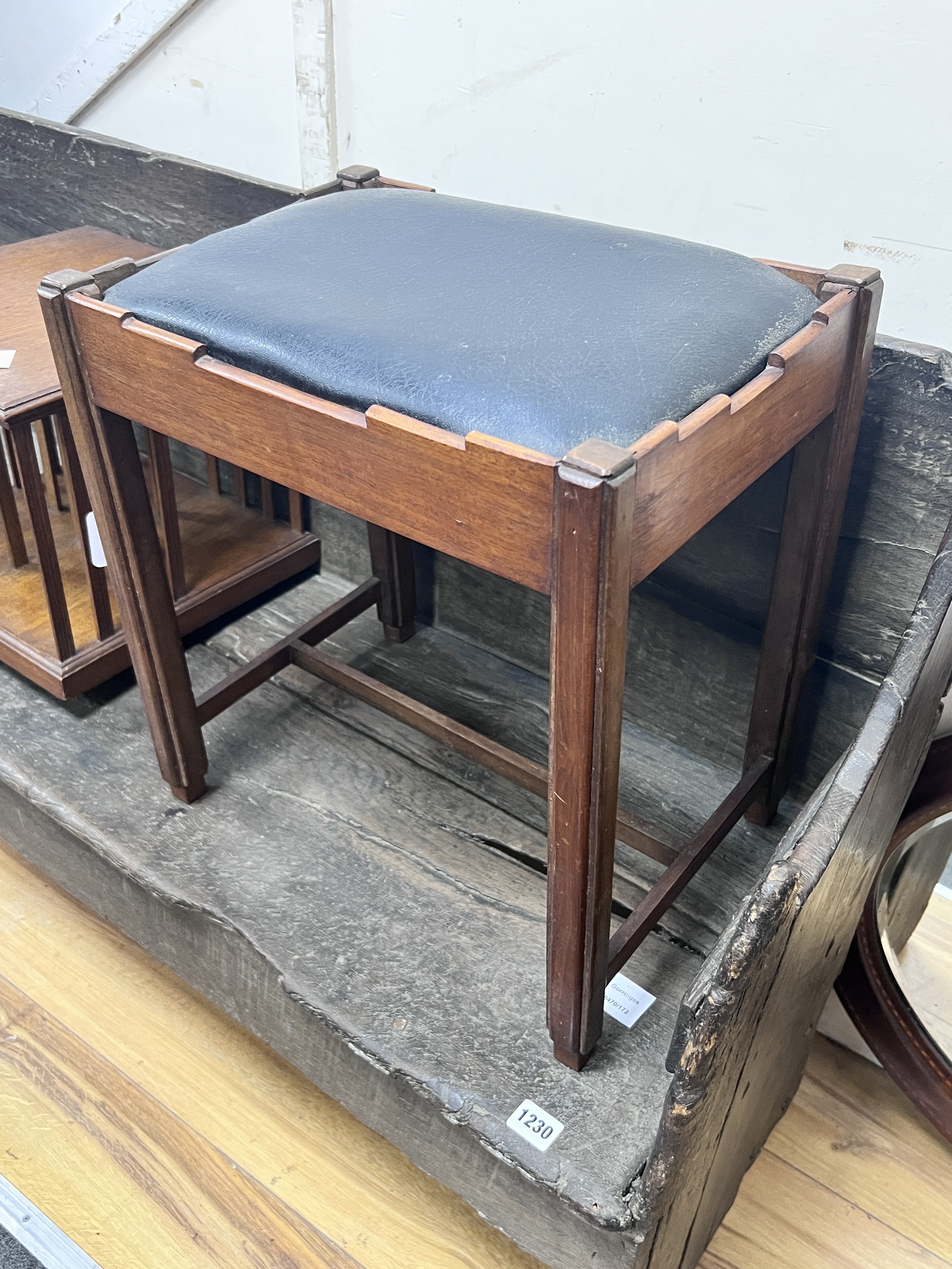 A mahogany dressing stool, width 42cm, height 45cm